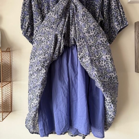 ba&sh Iris Floral Print Embroidered Yoke Drawstring Waist Cotton Dress Size 6 US - Picture 6 of 16